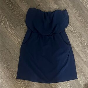 Elegant Navy Strapless Dress